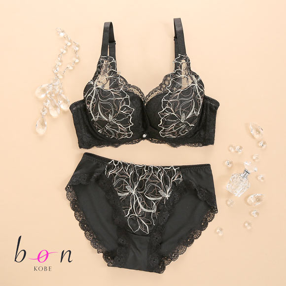 ビーオーエヌ エレガンスフラワー カシュクール シリーズ 脇高 ブラジャー ショーツ セット BCDEF 脇肉 bon