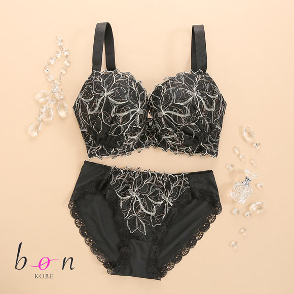 ビーオーエヌ エレガンスフラワー シリーズ 脇高 ブラジャー ショーツ セット GHI 大きいサイズ 脇すっきり 脇肉 bon