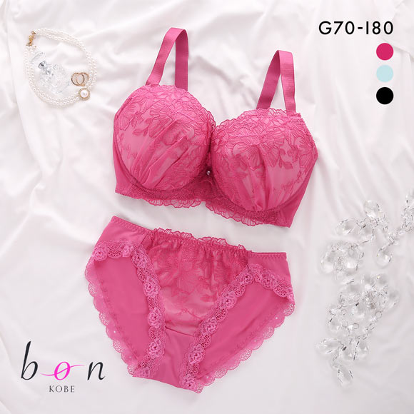 ビーオーエヌ 美胸 脇寄せ バストメイクブラ ローズレース シリーズ ブラジャー ショーツ セット GHI bon 脇すっきり 脇高 脇肉
