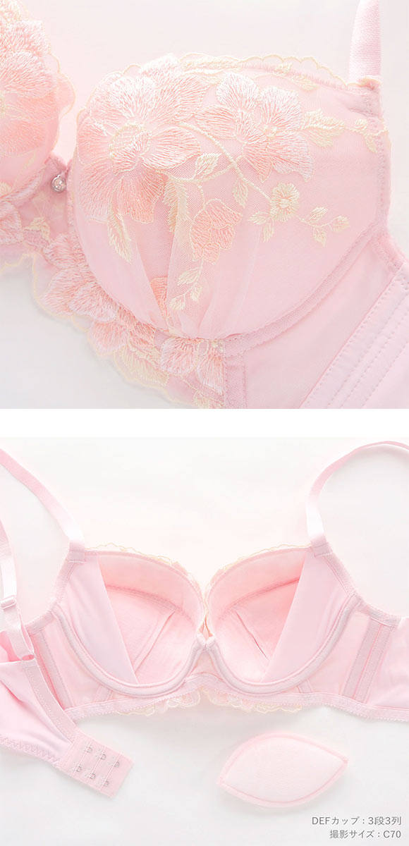 ビーオーエヌ 美胸 脇寄せ バストメイクブラ ペールフラワー シリーズ ブラジャー ショーツ セット BCDEF 脇すっきり 脇高 脇肉 bon