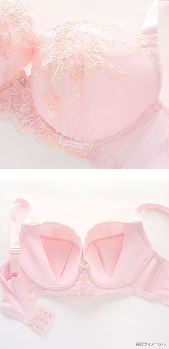 ビーオーエヌ 美胸 脇寄せ バストメイクブラ ペールフラワー シリーズ ブラジャー ショーツ セット GHI 脇すっきり グラマー bon