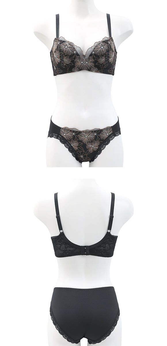 ビーオーエヌ 脇高ノンワイヤーブラ とろRich チュールレース シリーズ ブラジャー ショーツ セット BCDEF 脇肉 bon