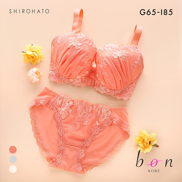 ビーオーエヌ エレガンスフラワー シリーズ 脇高 ブラジャー ショーツ セット GHI 大きいサイズ 脇肉 bon