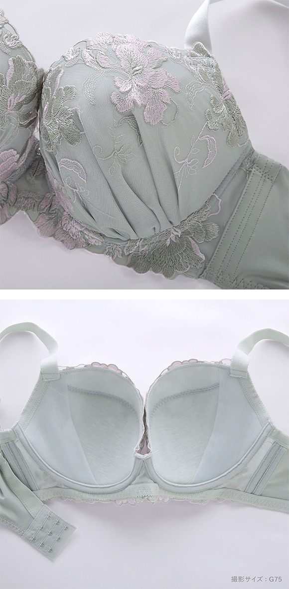 ビーオーエヌ エレガンスフラワー シリーズ 脇高 ブラジャー ショーツ セット GHI 大きいサイズ 脇肉 bon