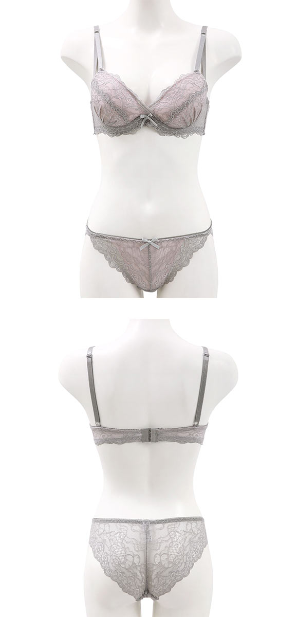 カシュクール 総レース ブラジャー ショーツ Tバック 3点セット BCDEF 大きいサイズ バックレース