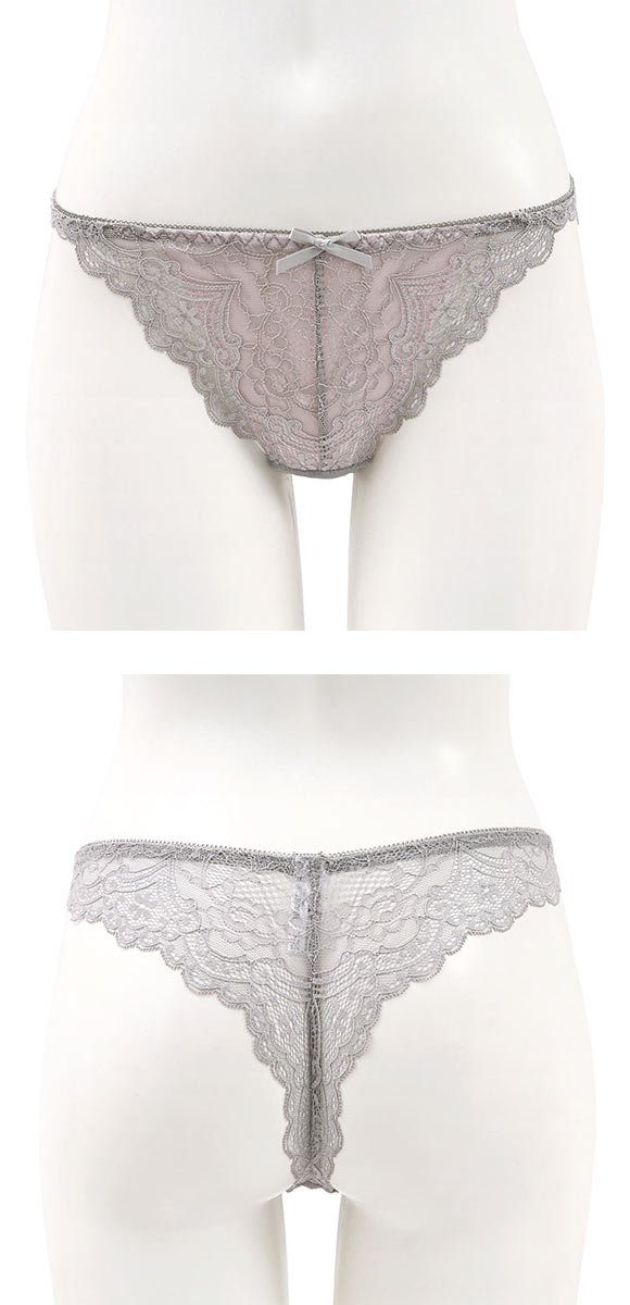 カシュクール 総レース ブラジャー ショーツ Tバック 3点セット BCDEF 大きいサイズ バックレース