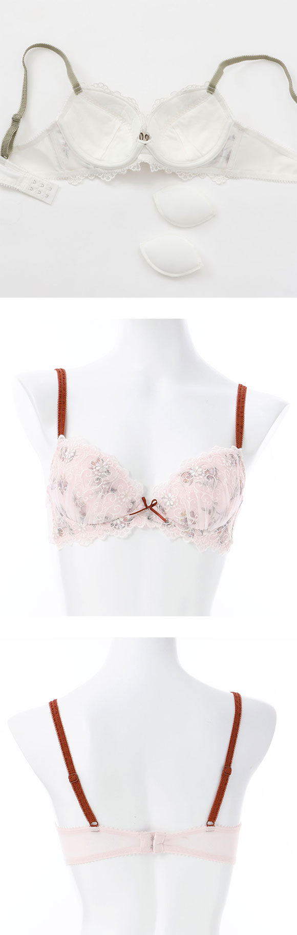 パリーゼ アモーレ ブラジャー EF 大きいサイズ 花柄プリント 刺繍レース まる胸 ナチュラル ナイスフィット Palissee