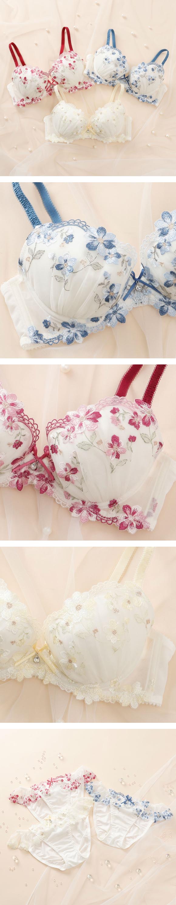 パリーゼ エパヌイ ブラセット EF 大きいサイズ ナイスフィット ブラジャー ショーツ セット 花柄刺繍 下着 Palissee