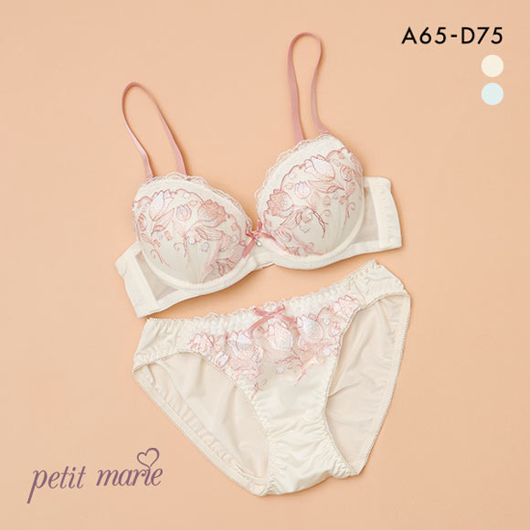 プチマリー petit marie WHITE チューリップブーケ ブラジャー ショーツ セット モールド ABCD