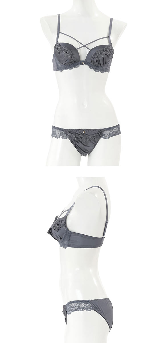 プチマリー マカロニコードローズケミカル ブラジャー ショーツ Tバック 3点セット EF petit marie BLACK