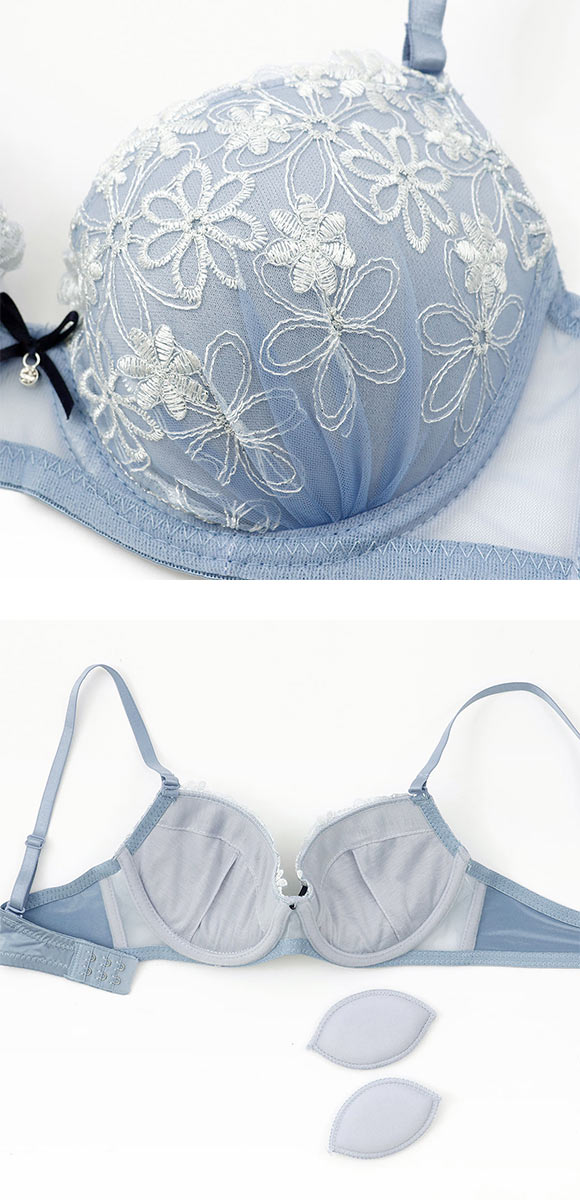 プチマリー ラメフラワー ブラセット モールド ABCD ブラジャー ショーツ セット petit marie WHITE