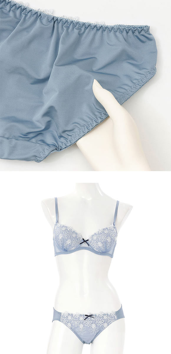 プチマリー ラメフラワー ブラセット モールド ABCD ブラジャー ショーツ セット petit marie WHITE