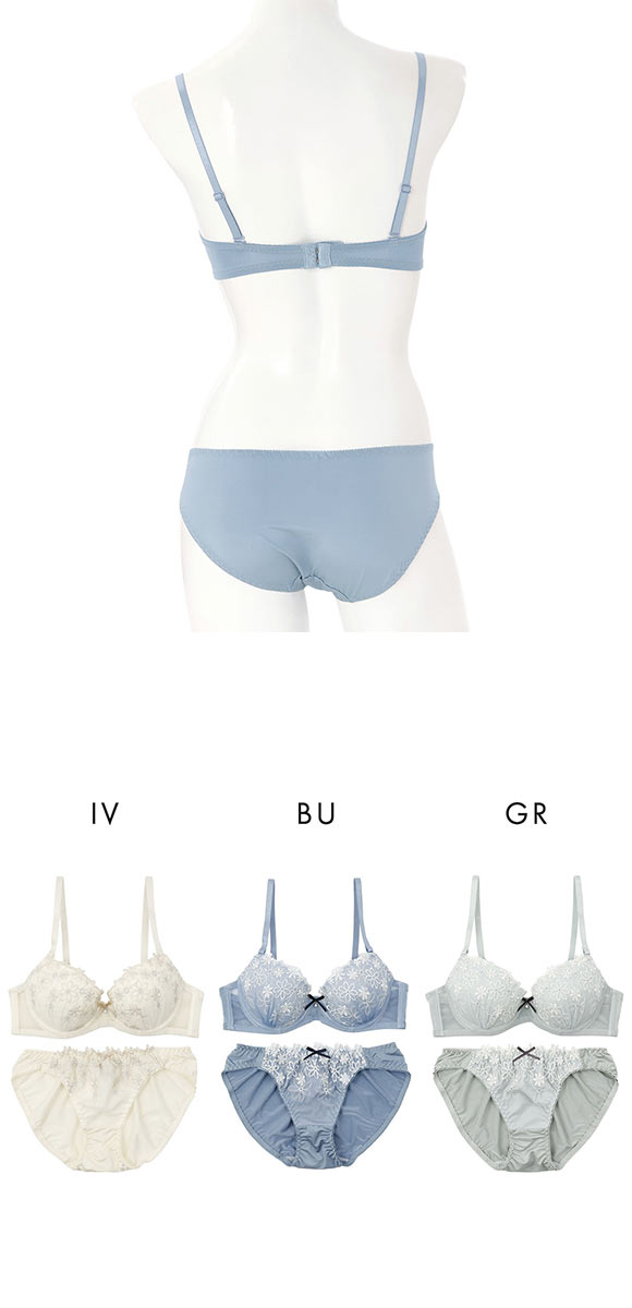 プチマリー ラメフラワー ブラセット モールド EF ブラジャー ショーツ セット 大きいサイズ petit marie WHIT