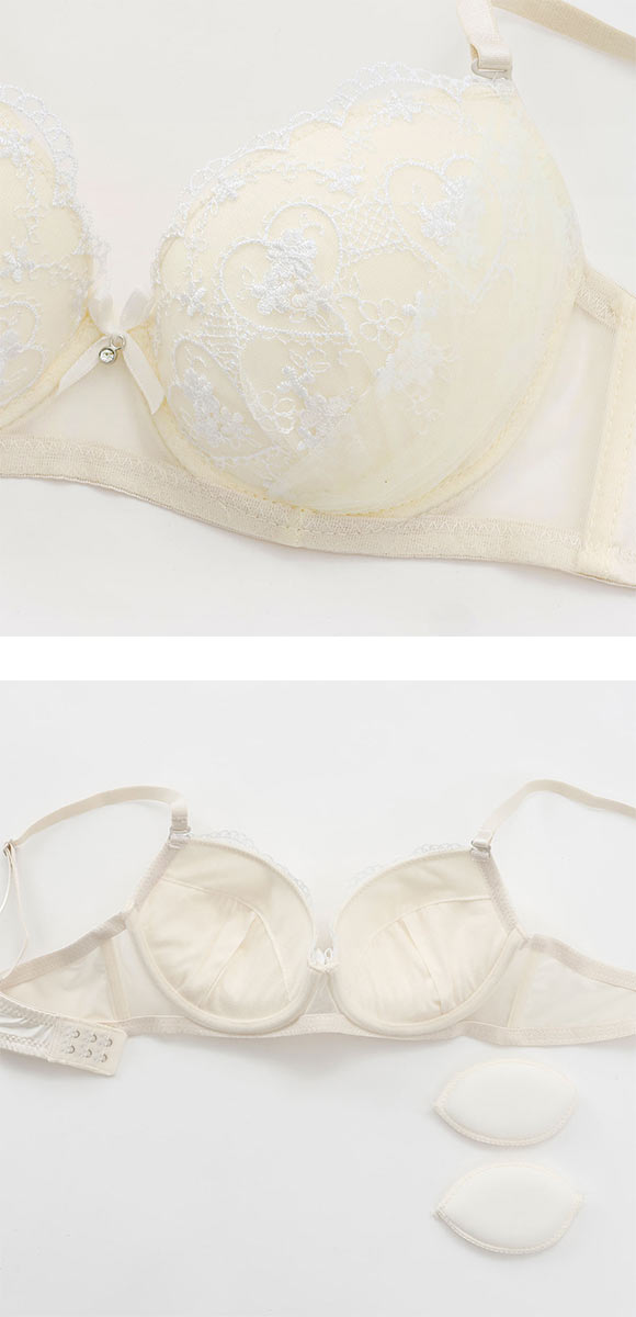 プチマリー ガーリーハートレース ブラセット ABCD ブラジャー ショーツ セット petit marie WHITE