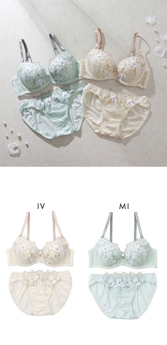 プチソワレ 花柄刺繍 ブラセット ABCDEF ブラジャー ショーツ セット まる胸 ナチュラル ソフトワイヤー petit soiree