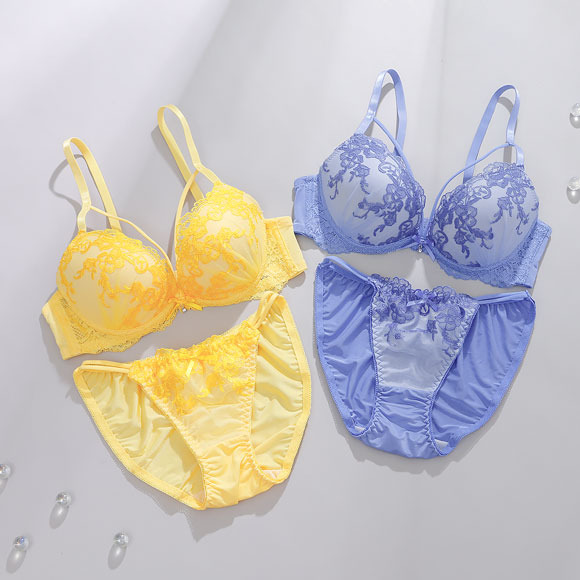 プチマリー フラワーレースコード ブラセット ABCD ブラジャー ショーツ セット Wパッド 盛り petit marie BLACK