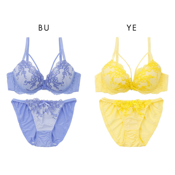 プチマリー フラワーレースコード ブラセット ABCD ブラジャー ショーツ セット Wパッド 盛り petit marie BLACK