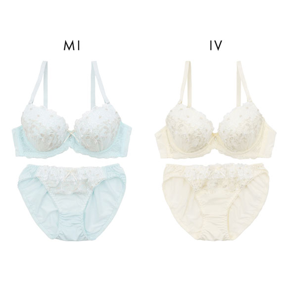 プチソワレ シャンドフルール ブラセット ABCDEF ブラジャー ショーツ セット 花柄刺繍 ラメ まる胸 ナチュラル petit soiree