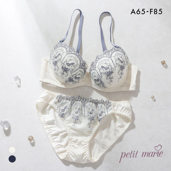 プチマリー ミニュイサンドリヨン ブラセット ABCDEF ブラジャー ショーツ セット シンデレラ 編み上げ風 petit marie WHITE