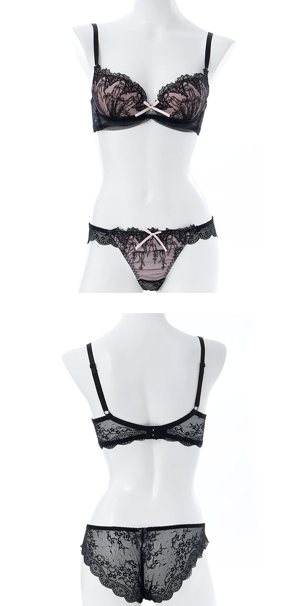 プチマリー リボンノクターン ブラセット ABCDEF ブラジャー ショーツ セット 大きいサイズ petit marie BLACK
