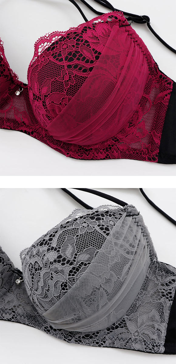 プチマリー バッククロスレース ブラセット ABCDEF ブラジャー ショーツ セット バックシャン 盛りブラ petit marie BLACK