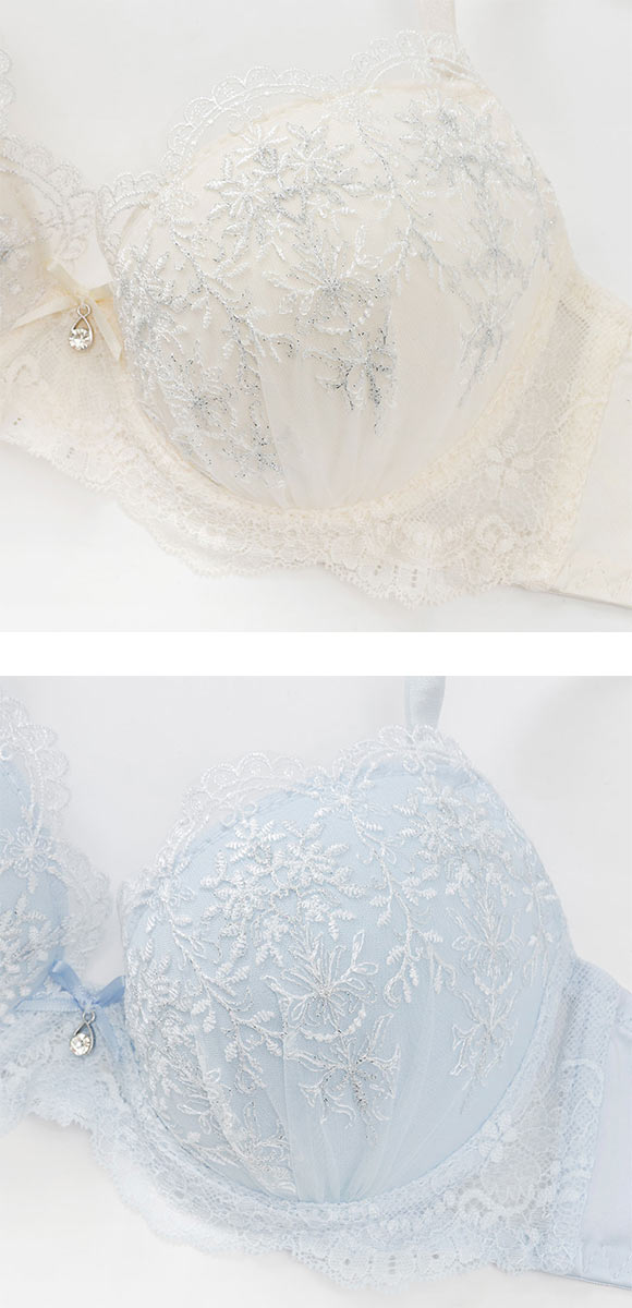 プチソワレ シャイニーフラワー ブラセット ABCDEF ブラジャー ショーツ セット 花柄刺繍 ラメ まる胸 ナチュラル petit soiree