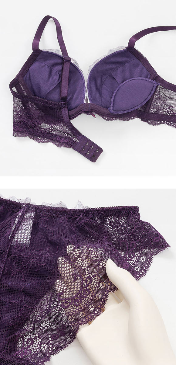 プチマリー ムーンライトフラワー ブラジャー ノーマルショーツ セット ABCDEF ブラセット 脇高 谷間 盛りブラ petit marie BLACK