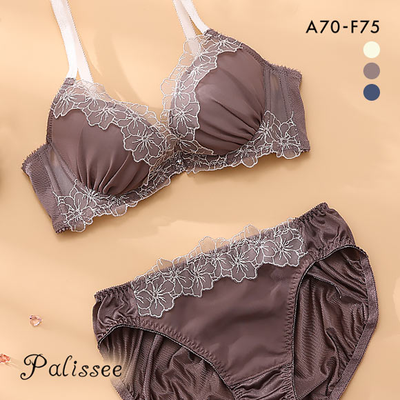 パリーゼ Palissee KOREA collection ニュアンスフルール ブラジャー ショーツ セット 脇高 くすみカラー ABCDEF