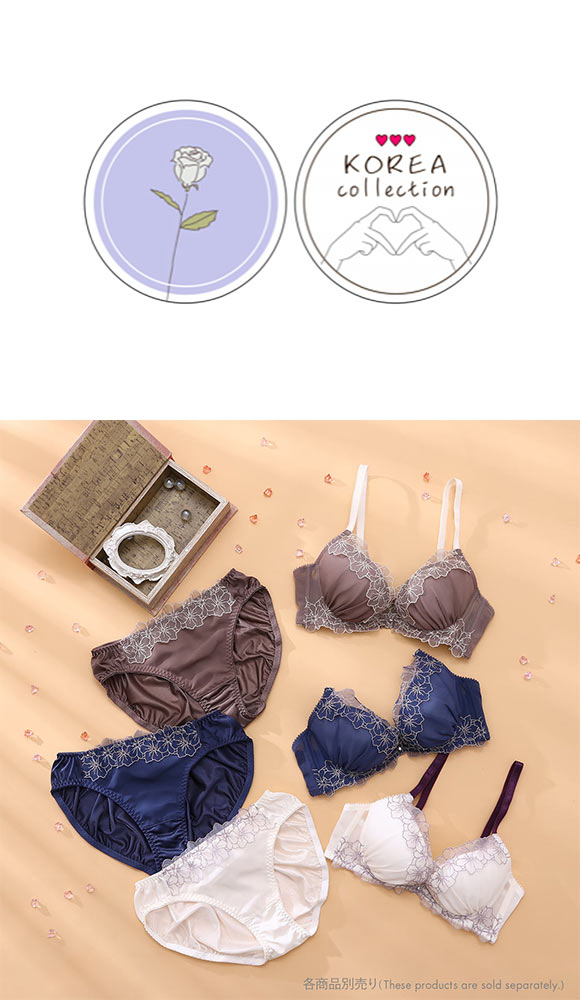 パリーゼ Palissee KOREA collection ニュアンスフルール ブラジャー ショーツ セット 脇高 くすみカラー ABCDEF