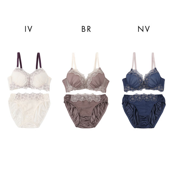 パリーゼ Palissee KOREA collection ニュアンスフルール ブラジャー ショーツ セット 脇高 くすみカラー ABCDEF
