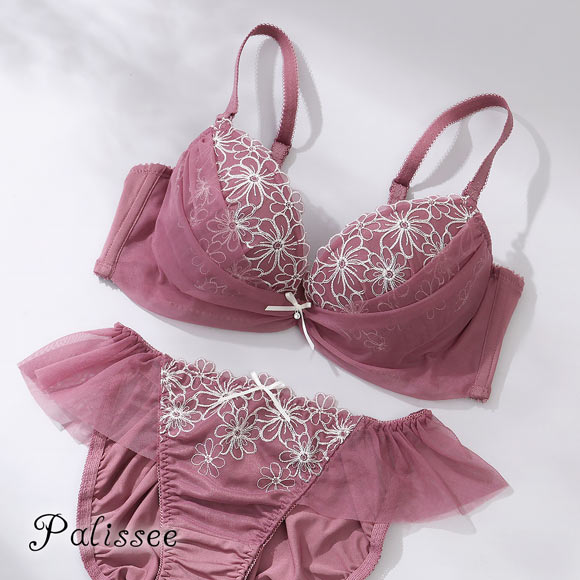 パリーゼ フルールチュール ブラセット ABCDEF サイドチュール ブラジャー ショーツ セット Palissee
