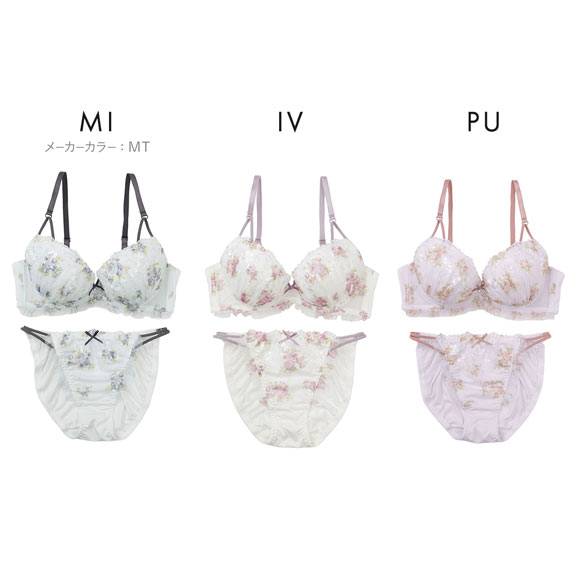 パリーゼ バイカラーローズ ブラセット ABCDEF ブラジャー ショーツ セット まる胸 ナチュラル プリントレース ストリング Palissee