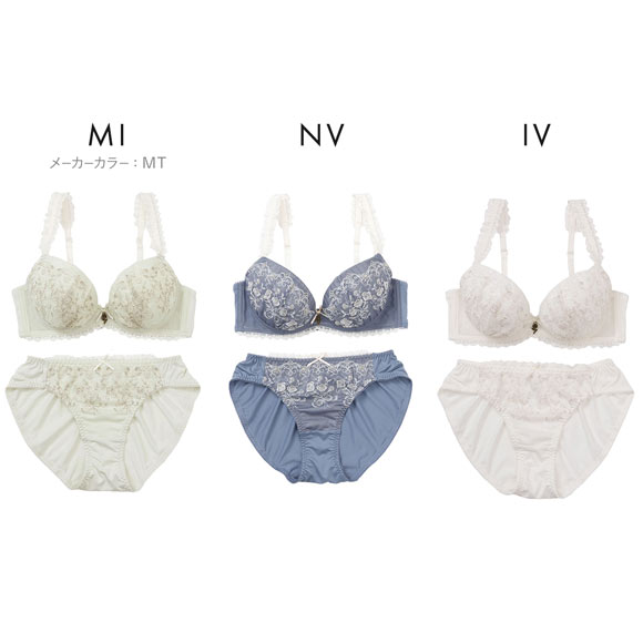 パリーゼ プティブーケ ブラセット ABCDEF ブラジャー ショーツ セット まる胸 ナチュラル 刺しゅう レース Palissee