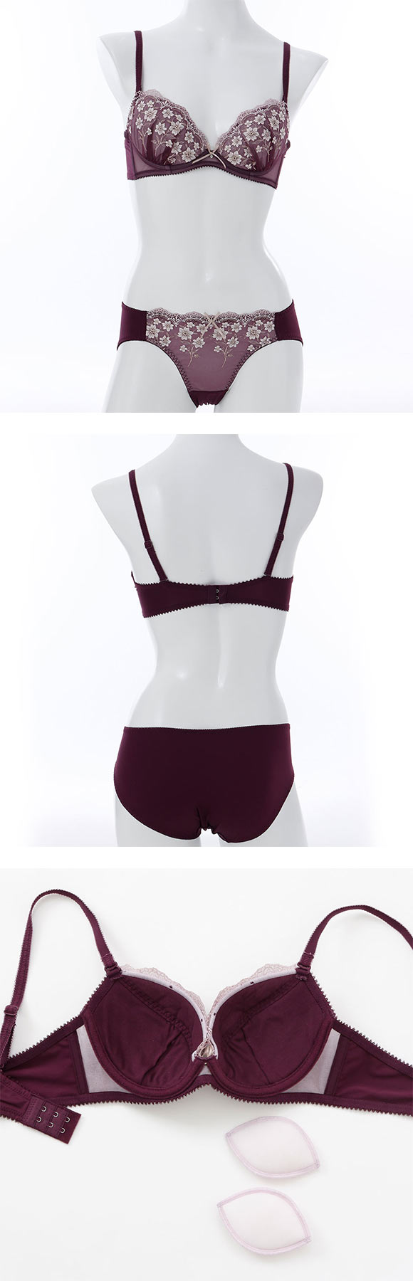 パリーゼ クラシカルガーデン ブラセット ABCDEF 花柄刺繍 ブラジャー ショーツ セット ABCDEF ナイスフィット Palissee