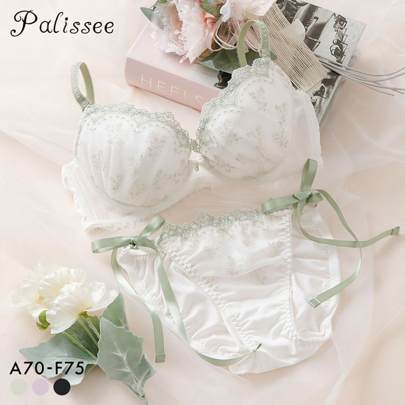 パリーゼ ミニョンブーケ ブラセット ABCDEF ブラジャー ショーツ セット サイドリボン 花柄刺繍 ナイスフィット Palissee