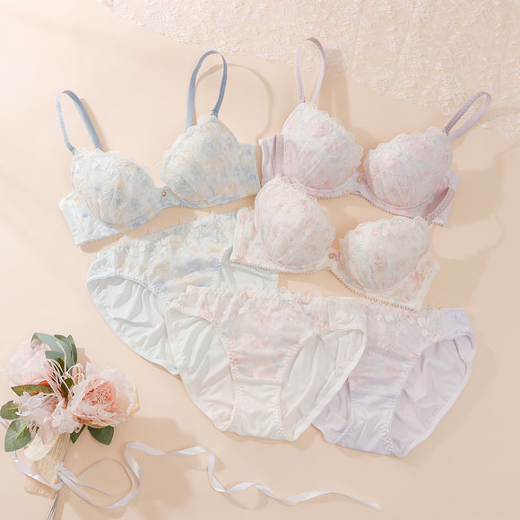 パリーゼ フルールレーヴ ブラセット ABCDEF ブラジャー ショーツ セット プリント 花柄 ラメ ナイスフィット Palissee