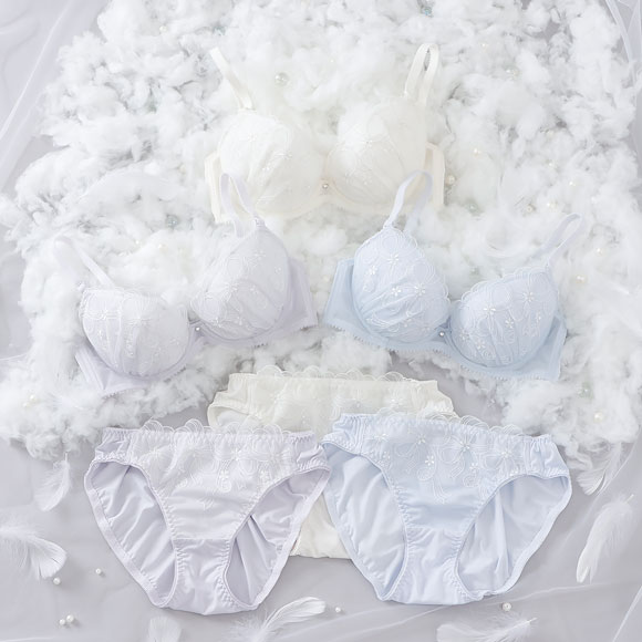 パリーゼ ル・ヌーリュバン ブラセット ABCDEF リボン柄 ラメ刺繍 大きいサイズ ブラジャー ショーツ セット Palissee