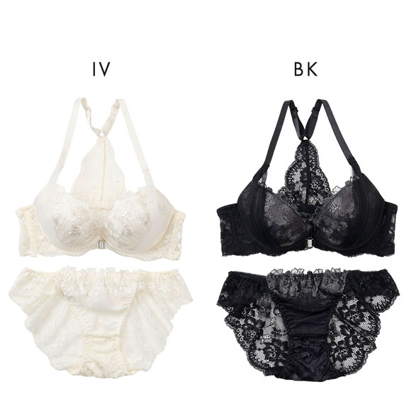 スパークス フロントホック背中見せ ブラジャー ショーツ セット ABCDEF 脇高 盛り バックレース バックシャン 大きいサイズ SPARKS