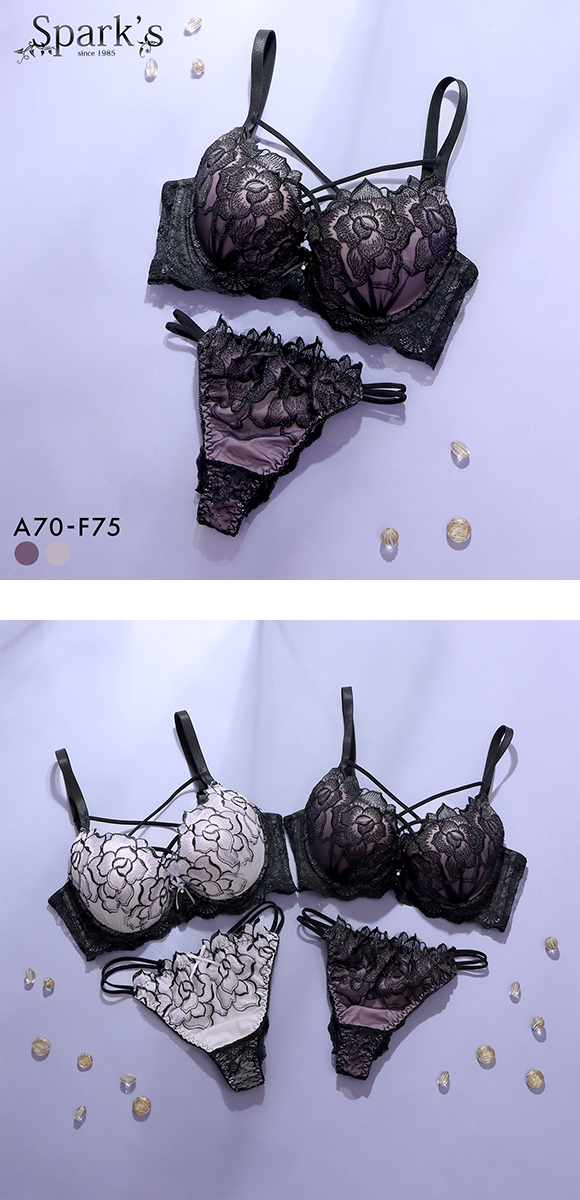 スパークス ノワールローズ ブラジャー Tバックショーツ セット 脇高 谷間 ABCDEF バックレース SPARKS 大きいサイズ