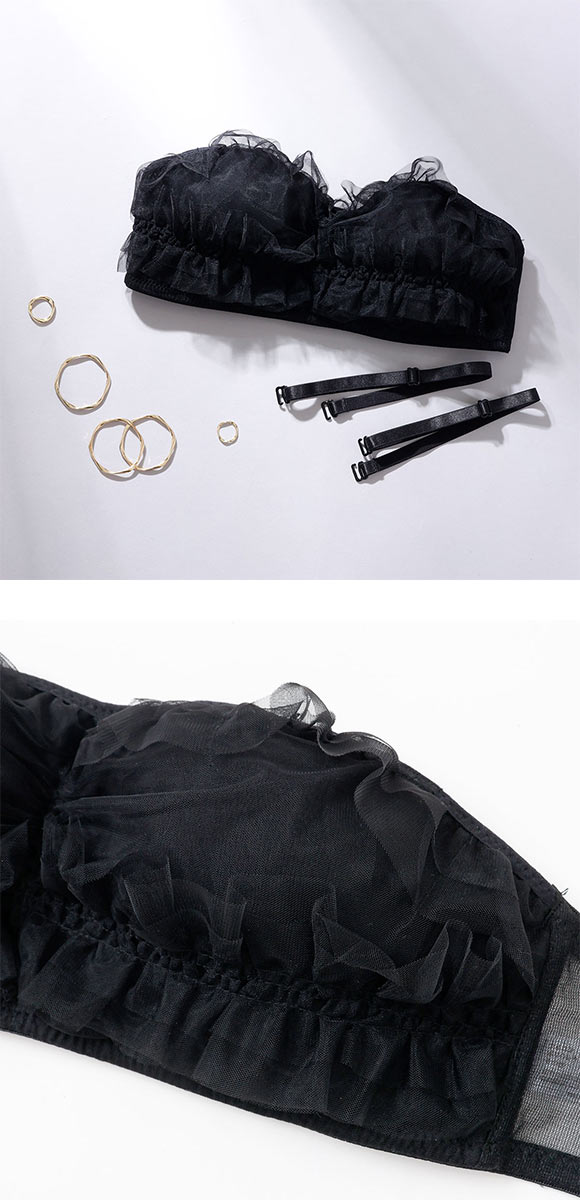 スパークス チュールフリル バンドゥブラ ブラジャー ノンワイヤー ストラップレス SPARKS