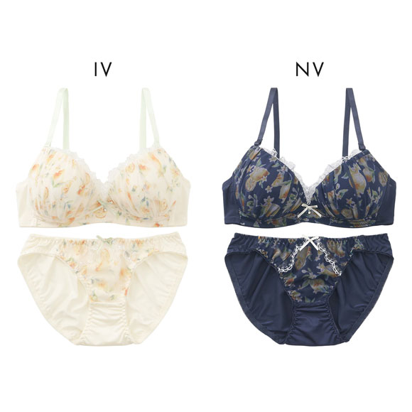 プチマリー シアーレモネード ノンワイヤー ブラセット SML ブラジャー ショーツ セット プリント petit marie WHITE