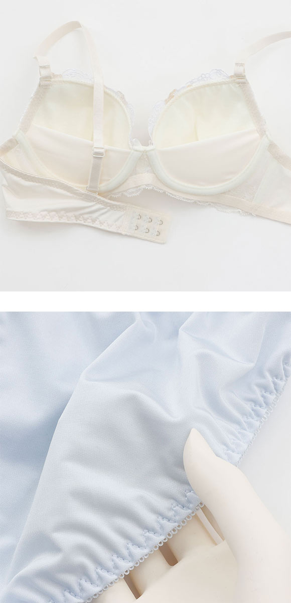 プチソワレ シアーフラワー ノンワイヤー ブラセット ABCD ブラジャー ショーツ セット 花柄刺繍 ラメ  petit soiree