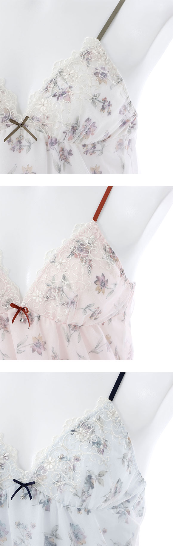 パリーゼ アモーレ スリップ キャミソール ランジェリー 花柄プリント 刺繍レース Parissee