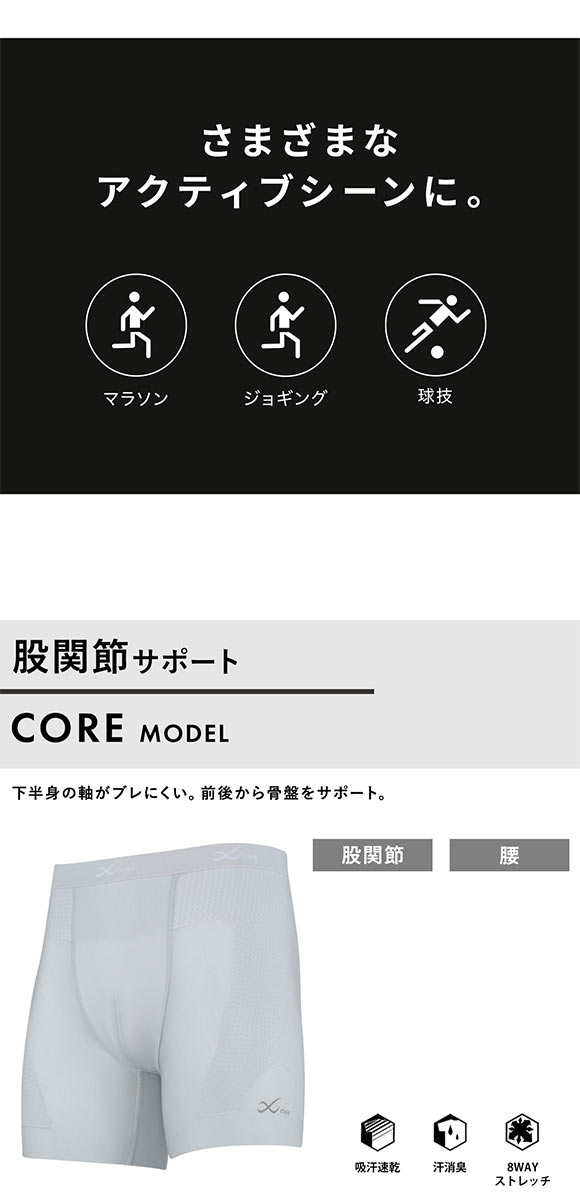 大谷翔平愛用モデル ワコール Wacoal シーダブリューエックス CW-X メンズ 男性用 股関節サポートショーツ CORE MODEL ボディバランスアップ ショート丈