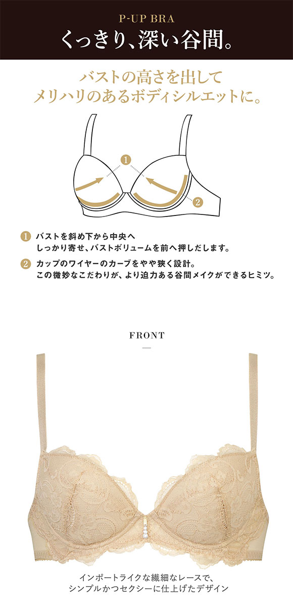 ワコール Wacoal サルート Salute series00 P-UP 3/4カップ ブラジャー GHI プッシュアップブラ 谷間 大きいサイズ 単品