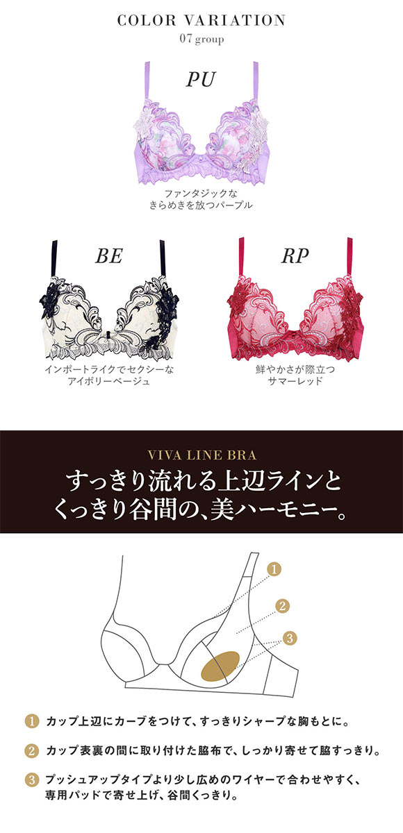 ワコール Wacoal サルート Salute 07G BTJ407 VIVA LINE ブラジャー BC ビバライン 谷間 単品 24SS ブルーム