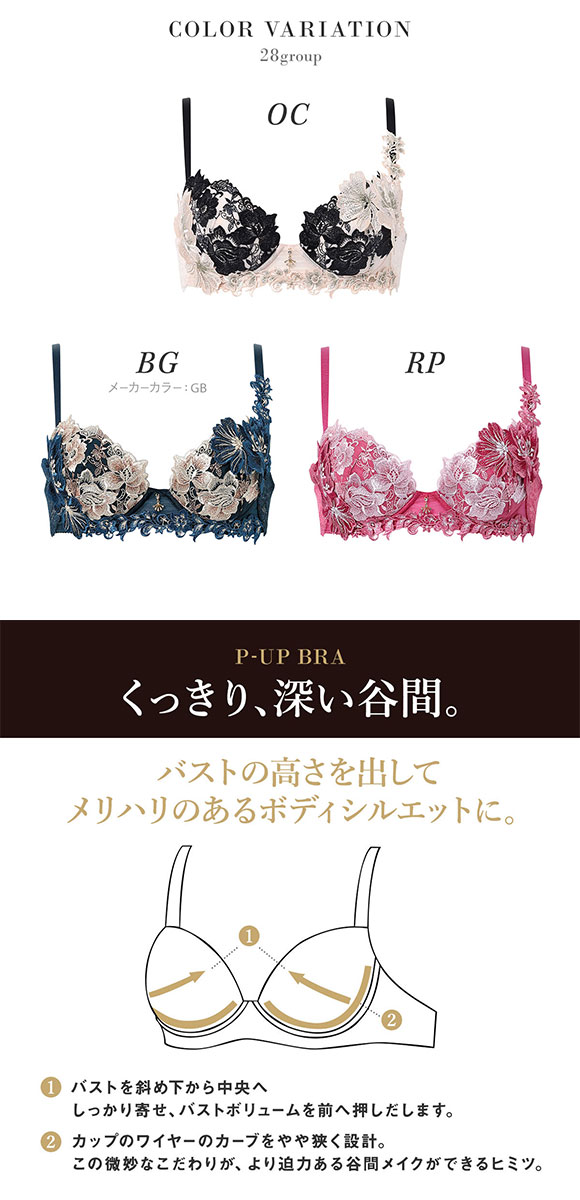 ワコール サルート 28グループ 28G P-UP ブラジャー プッシュアップ BC 谷間 Wacoal Salute BTJ428 25AWブライト