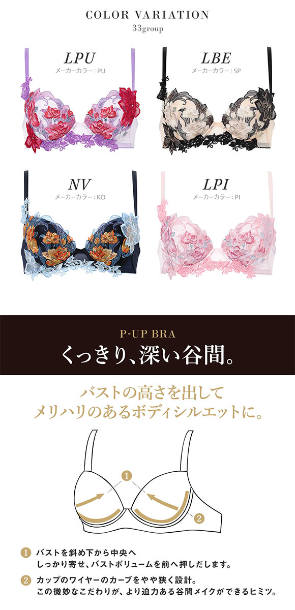 ワコール サルート 33グループ 33G P-UP ブラジャー BC プッシュアップ 谷間 Wacoal Salute BTJ433 26SSフェア