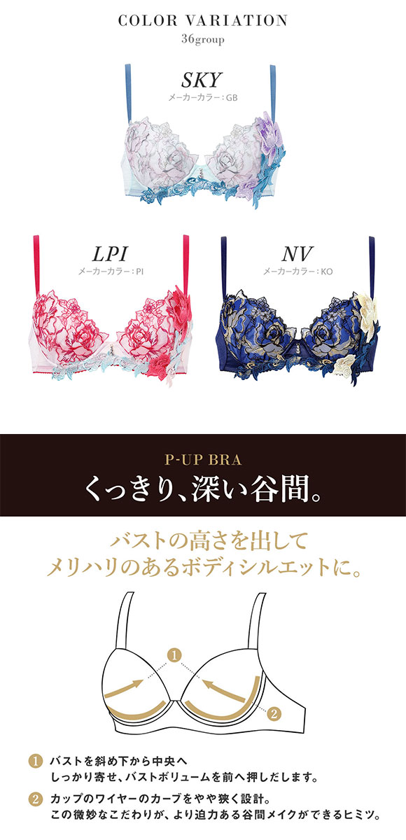 ワコール サルート 36グループ 36G P-UP ブラジャー プッシュアップ DEF 大きいサイズ 谷間 Wacoal Salute BTJ436 26SSシーズン