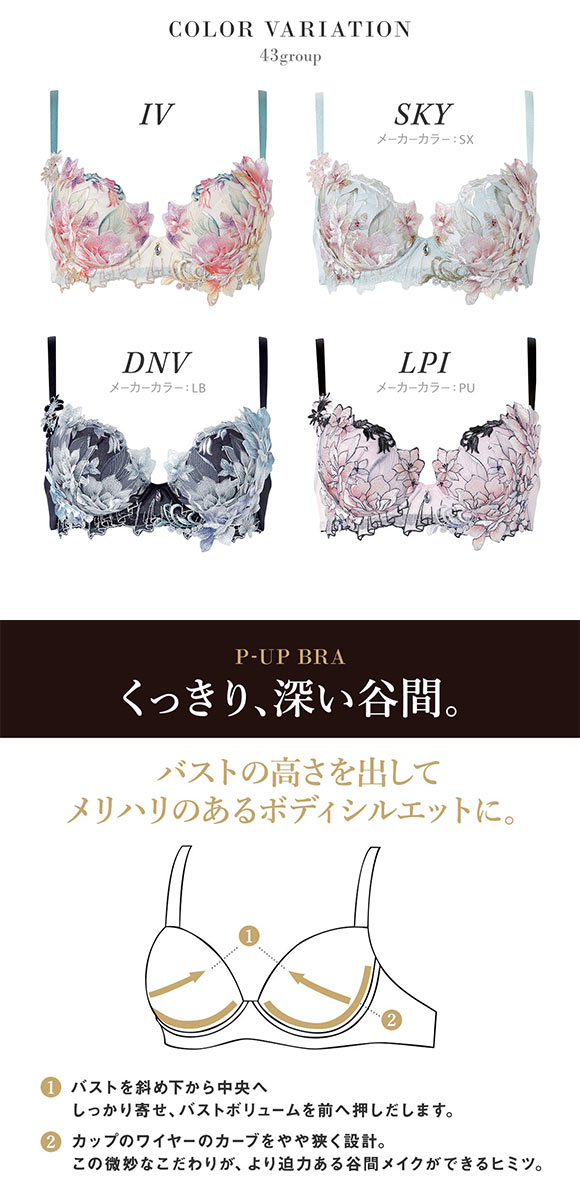 ワコール サルート 43グループ 43G P-UP ブラジャー GHI プッシュアップ 谷間 大きいサイズ BTJ443 下着 Wacoal Salute 26AWフェア